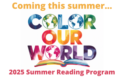Colorful logo for the summer reading program Color Our World