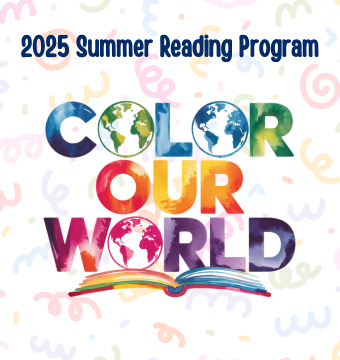 Colorful logo for the summer reading program Color Our World