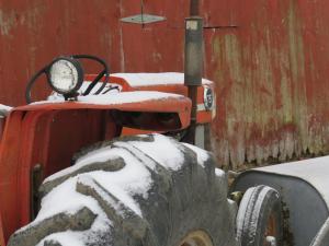 tractor and barn