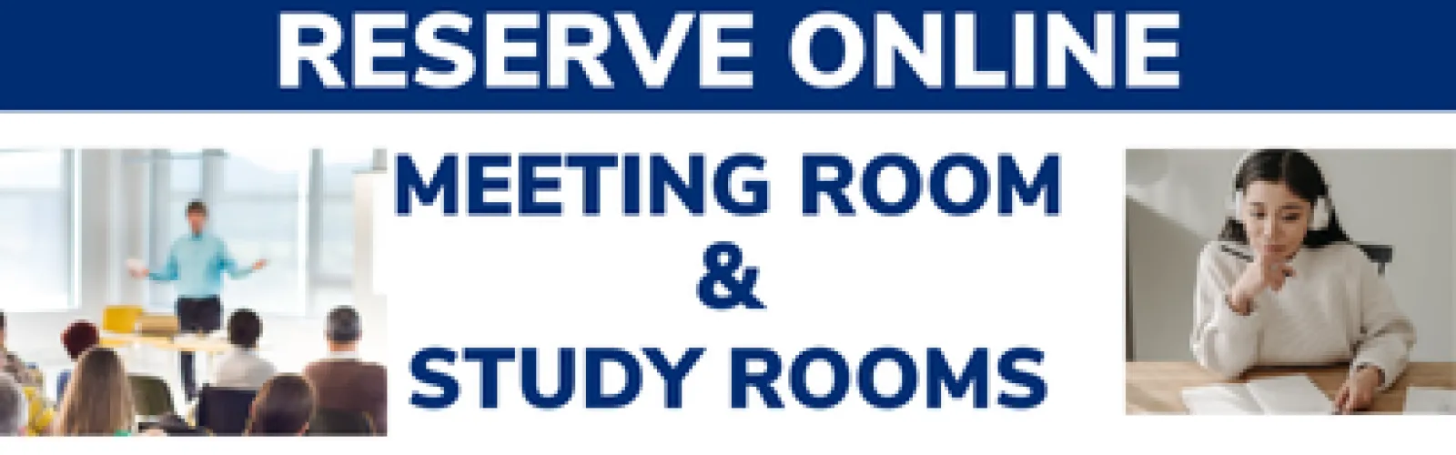 people at a meeting and person studying